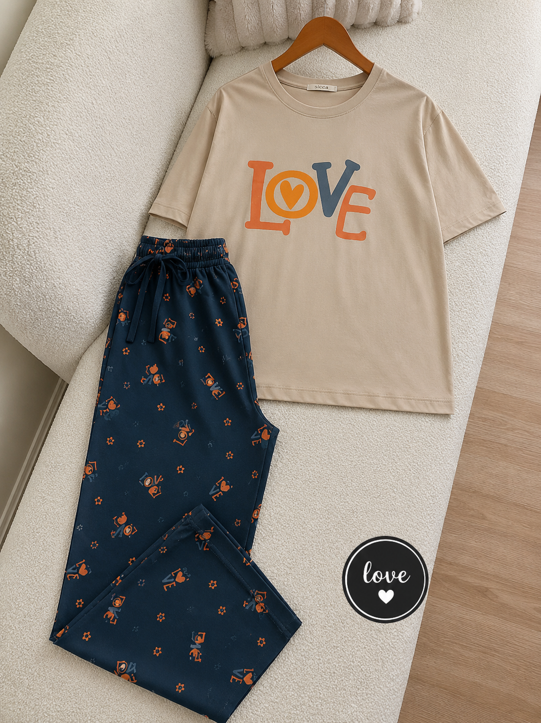 ست آستین سه ربع عروسکی طرح love